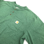 カーハート 古着 Tシャツ ヘンリーネック グリーン XL