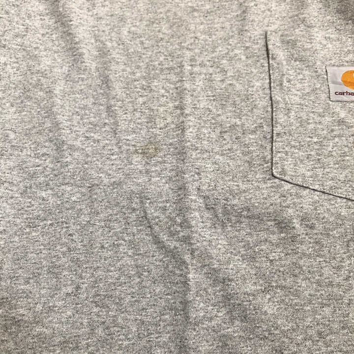 カーハート 古着 Tシャツ ワンポイントロゴ グレー L
