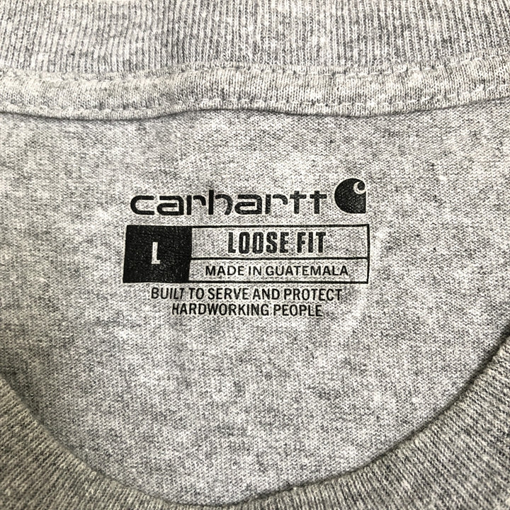 カーハート 古着 Tシャツ ワンポイントロゴ グレー L