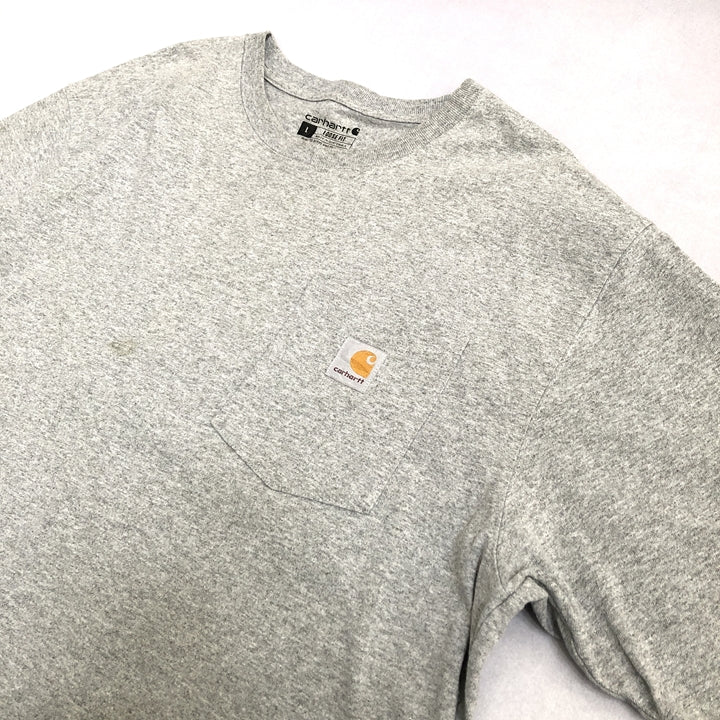 カーハート 古着 Tシャツ ワンポイントロゴ グレー L