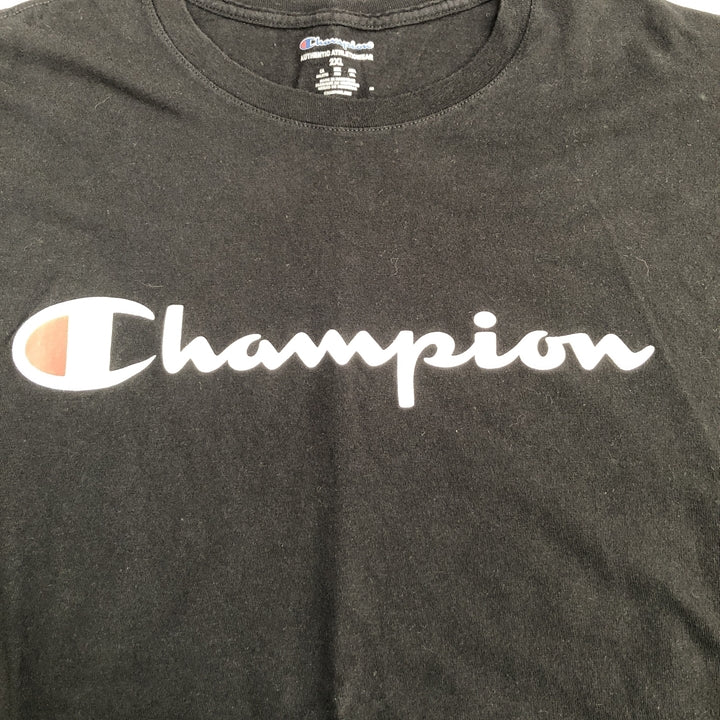 チャンピオン 古着 Tシャツ ビッグロゴ ブラック XXL