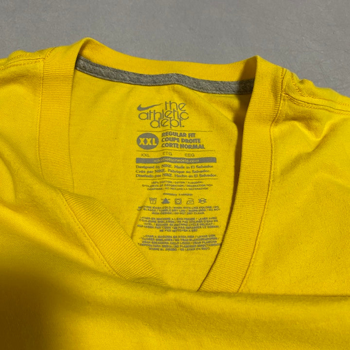 ナイキ NIKE Tシャツ 刺繍ロゴ Vネック イエロー 黄 メンズXXL