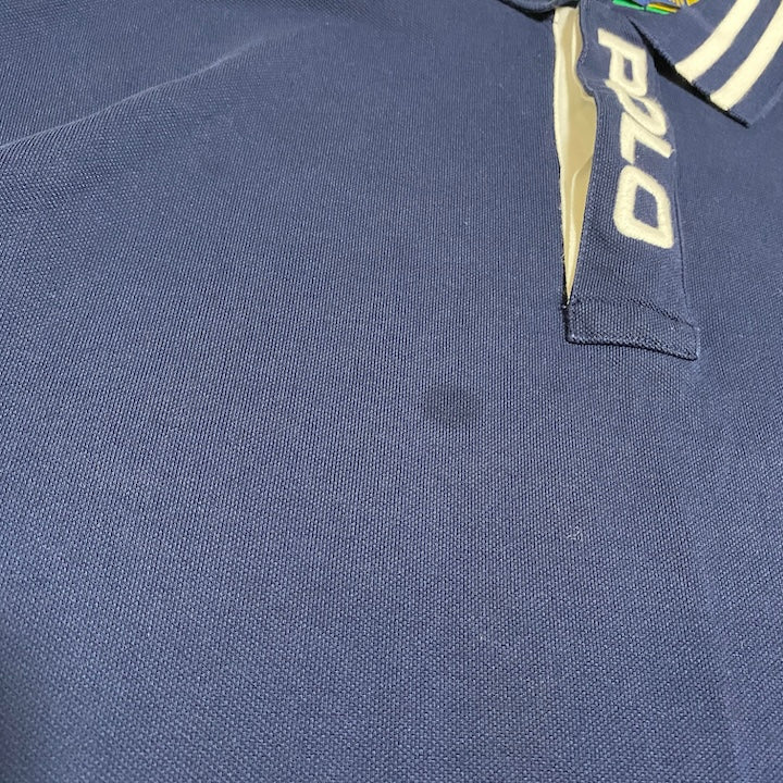 ポロラルフローレン Polo Ralph Lauren 半袖ポロシャツ 紺 刺繍ロゴ メンズ3XL