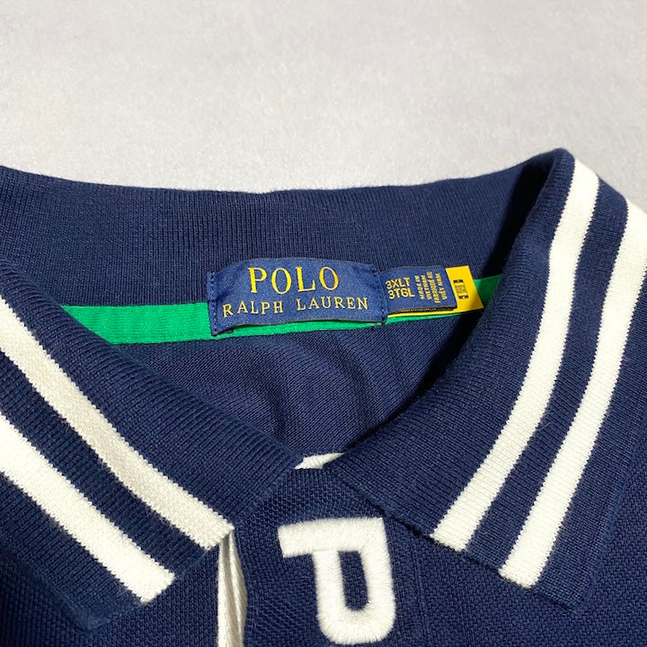 ポロラルフローレン Polo Ralph Lauren 半袖ポロシャツ 紺 刺繍ロゴ メンズ3XL