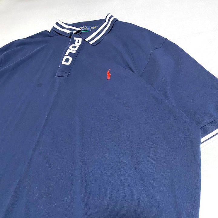 ポロラルフローレン Polo Ralph Lauren 半袖ポロシャツ 紺 刺繍ロゴ メンズ3XL