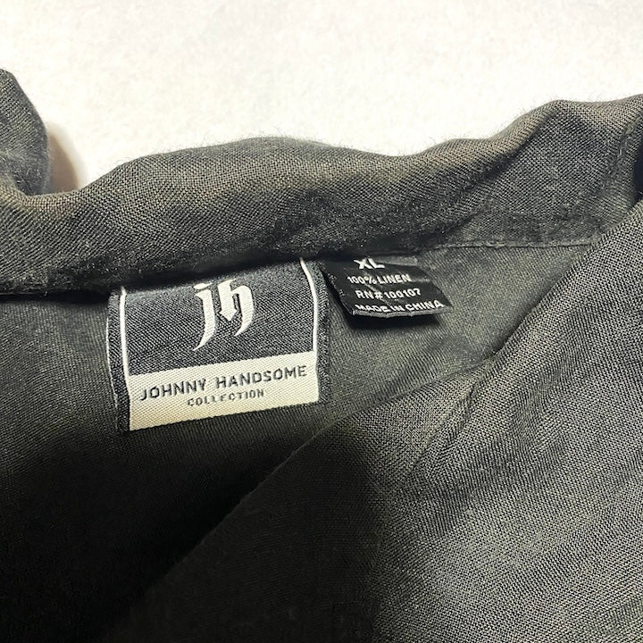 ジョニーハンサム Johnny Handsome 半袖シャツ 黒 無地 メンズXL