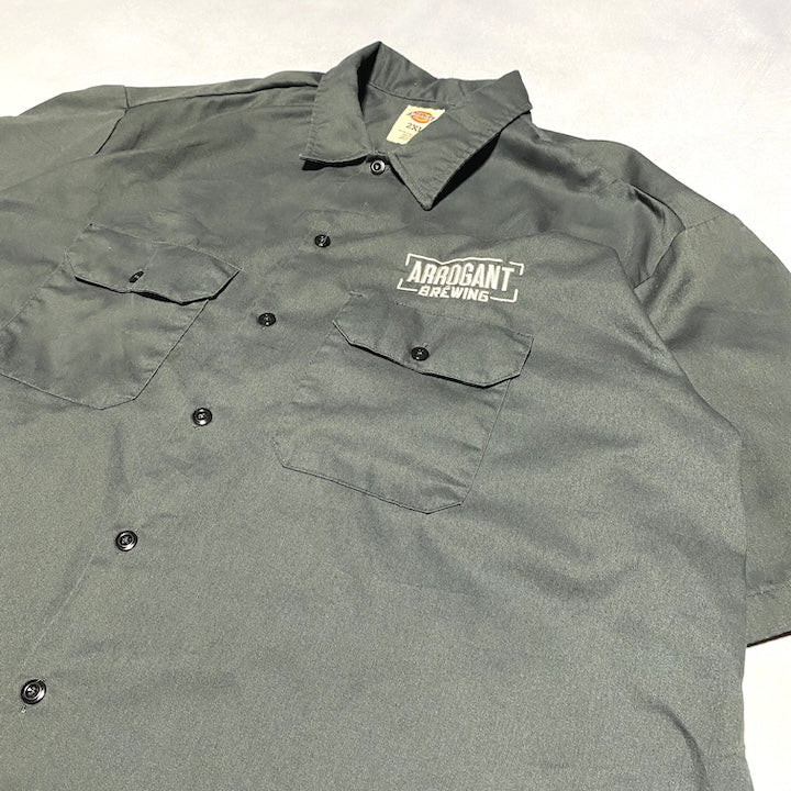 ディッキーズ Dickies 半袖シャツ ワークシャツ 刺繍ロゴ ネイビー メンズXXL