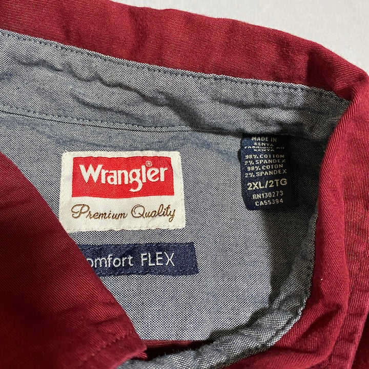ラングラー Wrangler 半袖シャツ エンジ オーバーサイズ メンズ2XL