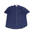 トミーヒルフィガー Tommy Hilfiger 半袖シャツ 紺 刺繍ロゴ メンズ2XL