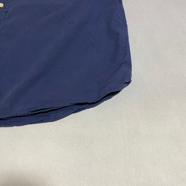 トミーヒルフィガー Tommy Hilfiger 半袖シャツ 紺 刺繍ロゴ メンズ2XL