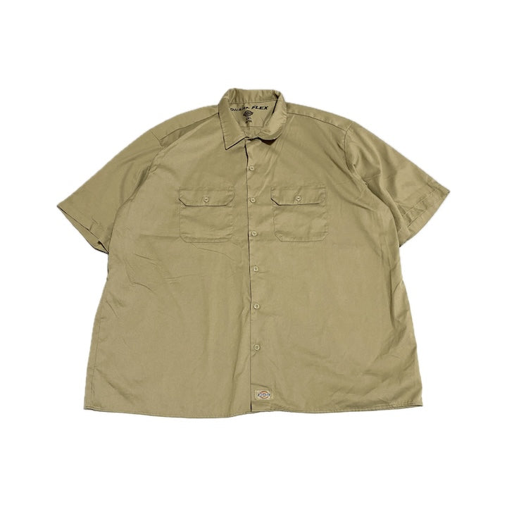 ディッキーズ 古着 半袖シャツ ワークシャツ ベージュ 2XL