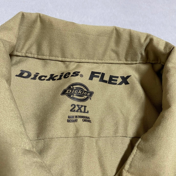 ディッキーズ Dickies 半袖シャツ ワークシャツ ベージュ 無地 メンズ2XL
