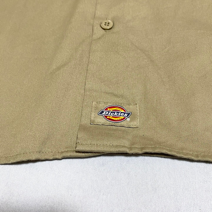 ディッキーズ Dickies 半袖シャツ ワークシャツ ベージュ 無地 メンズ2XL