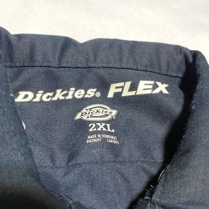 ディッキーズ Dickies 半袖シャツ ワークシャツ 無地 ネイビー メンズ2XL