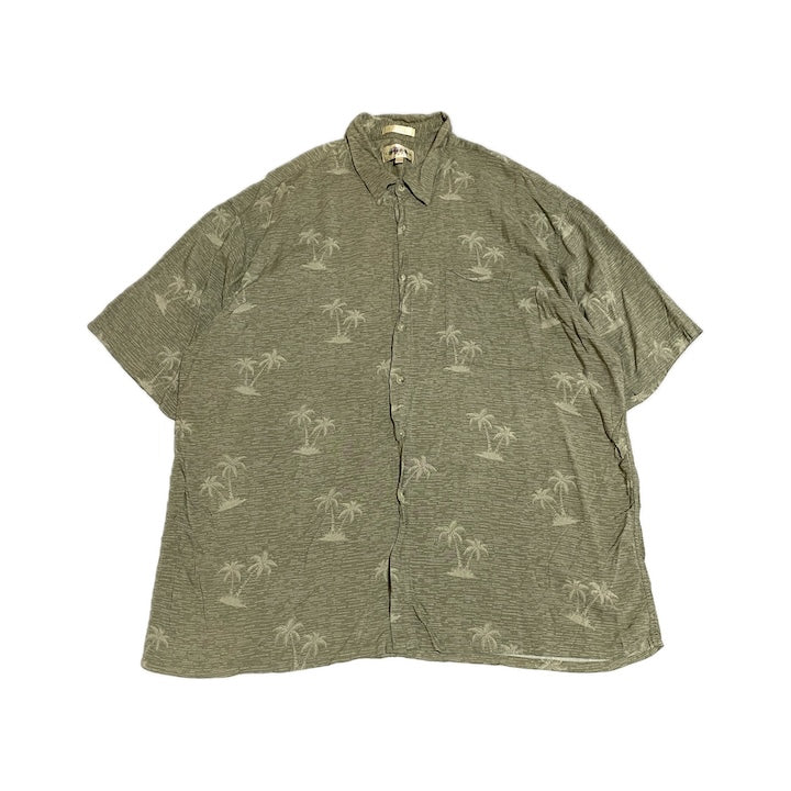 ノーブランド 古着 半袖シャツ アロハシャツ カーキ 2XL