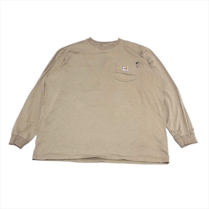 カーハート 古着 ロンT オーバーサイズ ベージュ 2XL