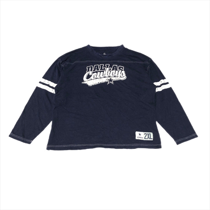 ノーブランド 古着 ロンT オーバーサイズ ネイビー 2XL