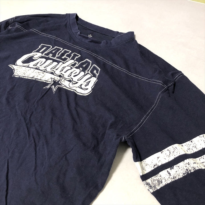 ノーブランド 古着 ロンT オーバーサイズ ネイビー 2XL