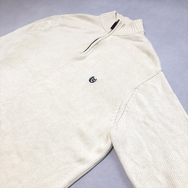 チャップス 古着 セーター 刺繍ロゴ ハーフジップ 2XL