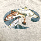 ノーブランド 古着 Tシャツ フィッシュ ライトグレー XL