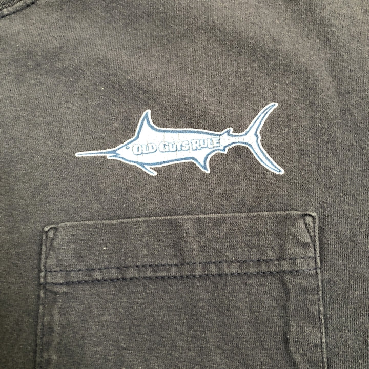 ノーブランド 古着 Tシャツ 魚 ネイビー オーバーサイズ XL