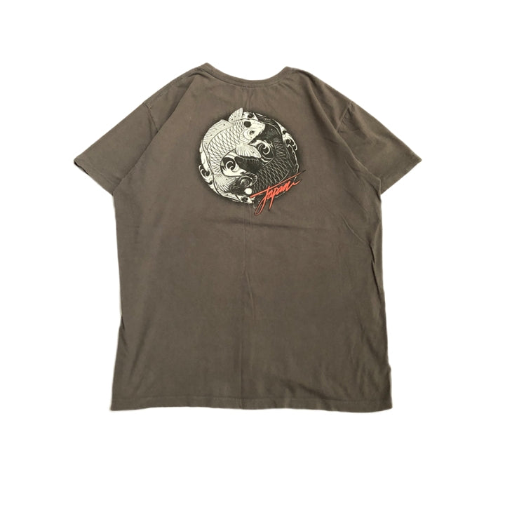 ノーブランド 古着 Tシャツ 魚 鯉 グレー XL