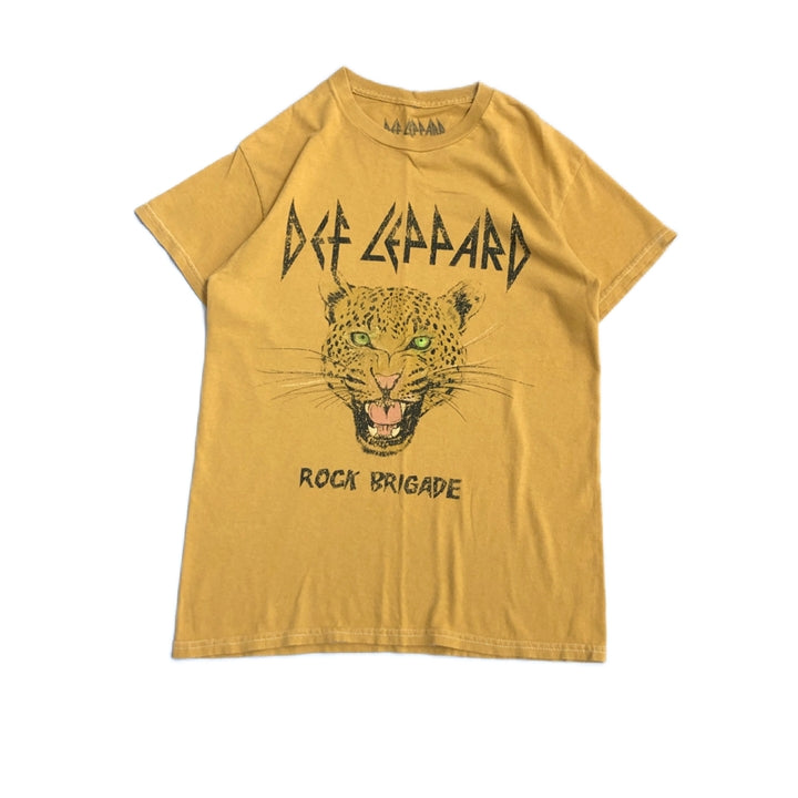 デフ・レパード 古着 Tシャツ バンT アニマル イエロー S