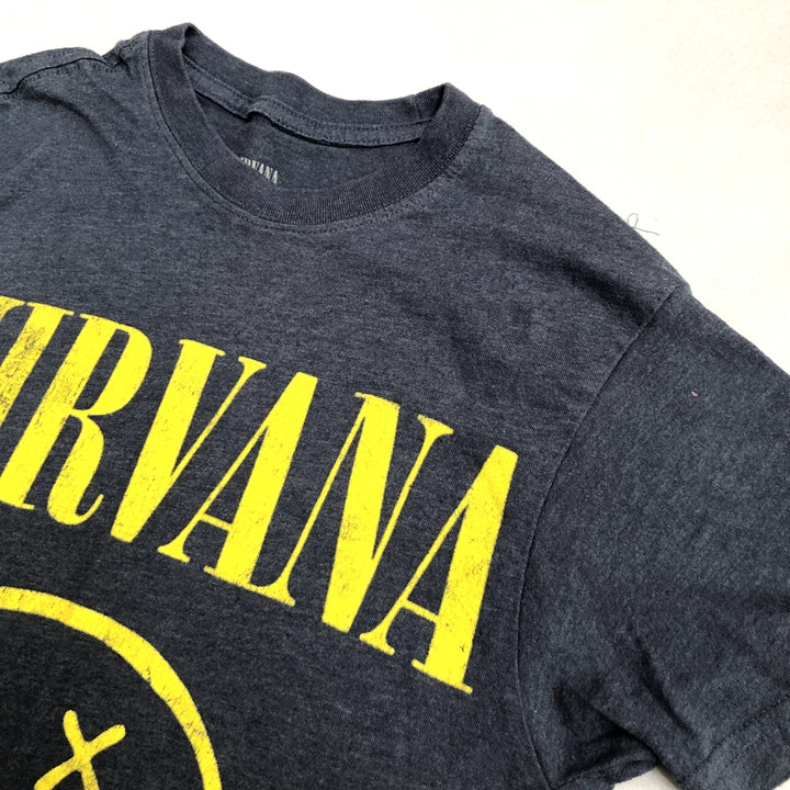 ニルバーナ 古着 Tシャツ バンT スマイル ネイビー S