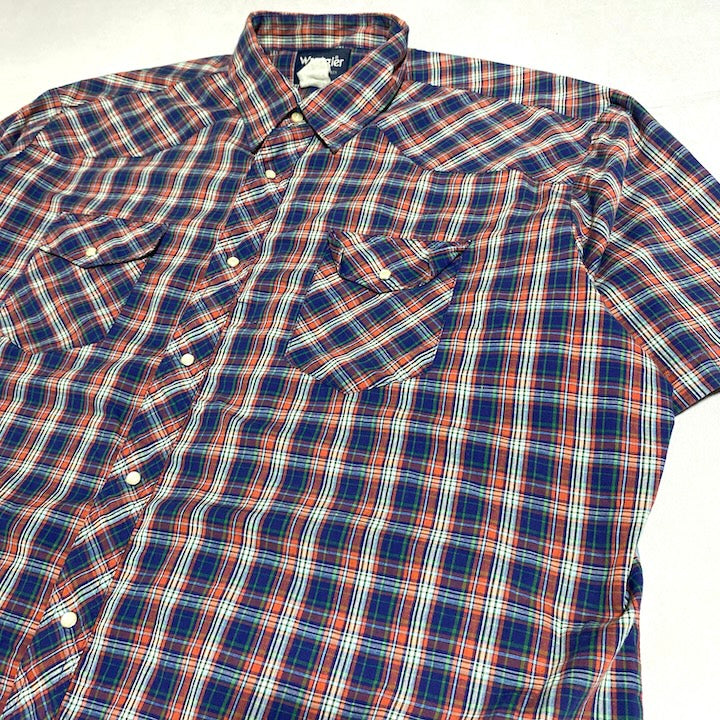 ラングラー Wrangler 半袖シャツ チェック オーバーサイズ メンズ2XL