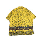 ノーブランド 古着 半袖シャツ イエロー 柄シャツ 2XL