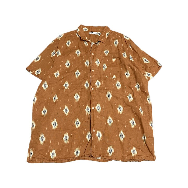 ソノマ 古着 半袖シャツ 柄シャツ オレンジ 2XL