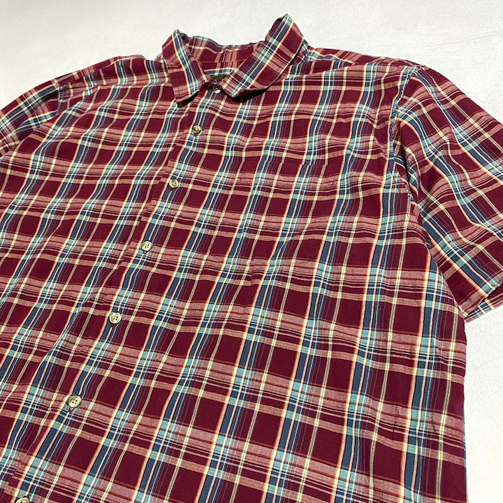 エディーバウアー Eddie Bauer 半袖シャツ チェック レッド メンズ2XL