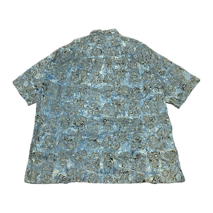 ノーブランド 古着 半袖シャツ アロハシャツ ブルー 2XL