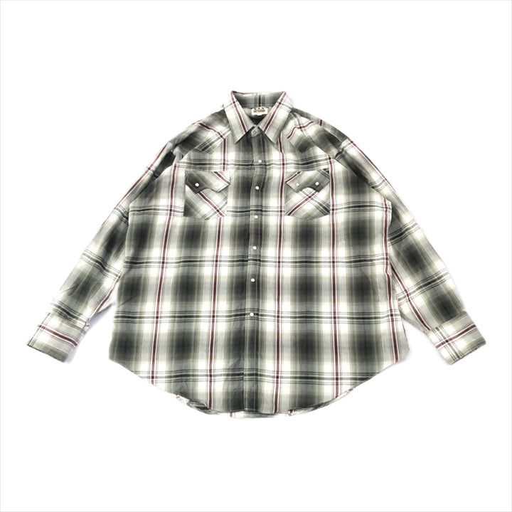 ノーブランド 古着 長袖シャツ チェック ゆるダボ 2XL