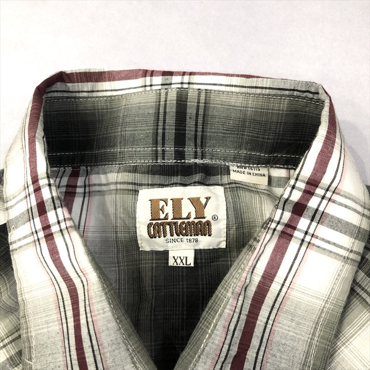 ノーブランド 古着 長袖シャツ チェック ゆるダボ 2XL