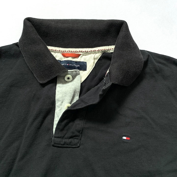 トミーヒルフィガー Tommy Hilfiger 長袖ポロシャツ ブラック メンズL