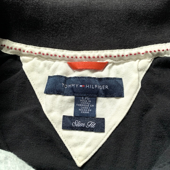 トミーヒルフィガー Tommy Hilfiger 長袖ポロシャツ ブラック メンズL