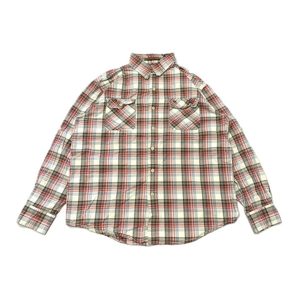 ティンバーランド 古着 長袖シャツ チェックシャツ 刺繍ロゴ L