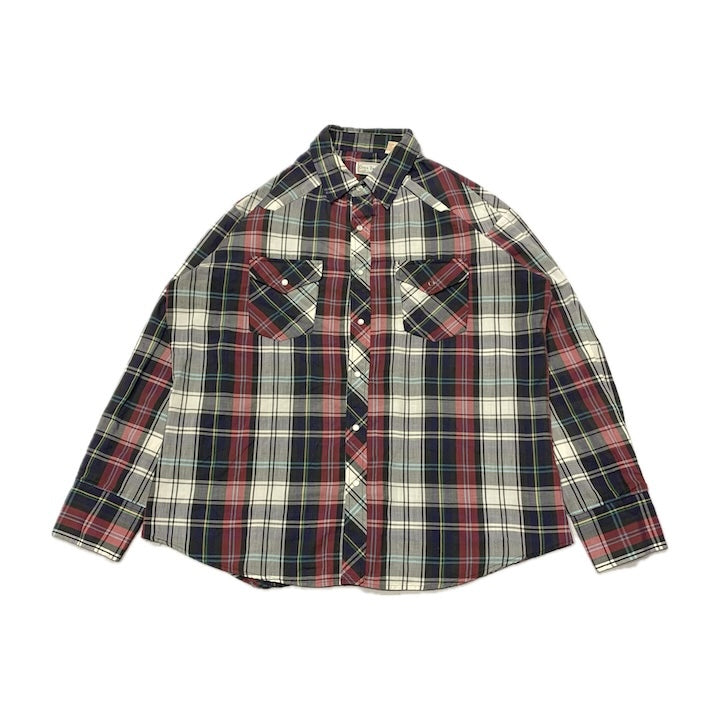 ノーブランド 古着 長袖シャツ チェックシャツ ゆるダボ XL