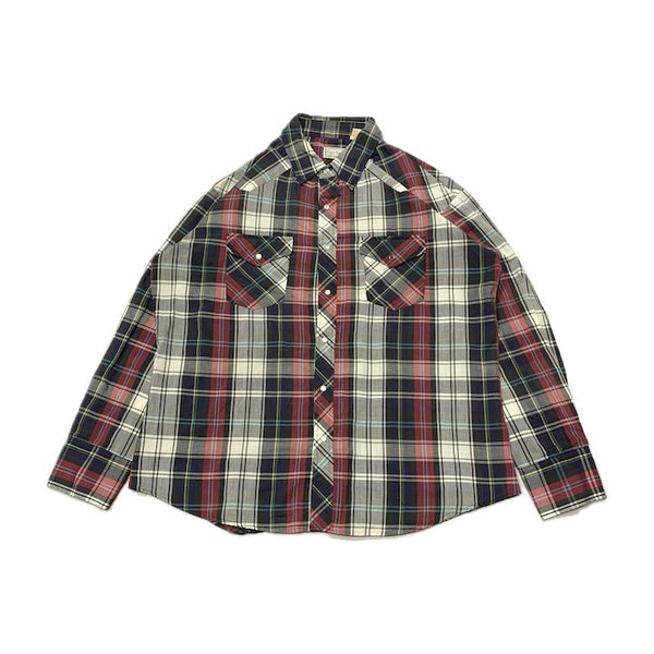 ノーブランド 古着 長袖シャツ チェックシャツ ゆるダボ XL