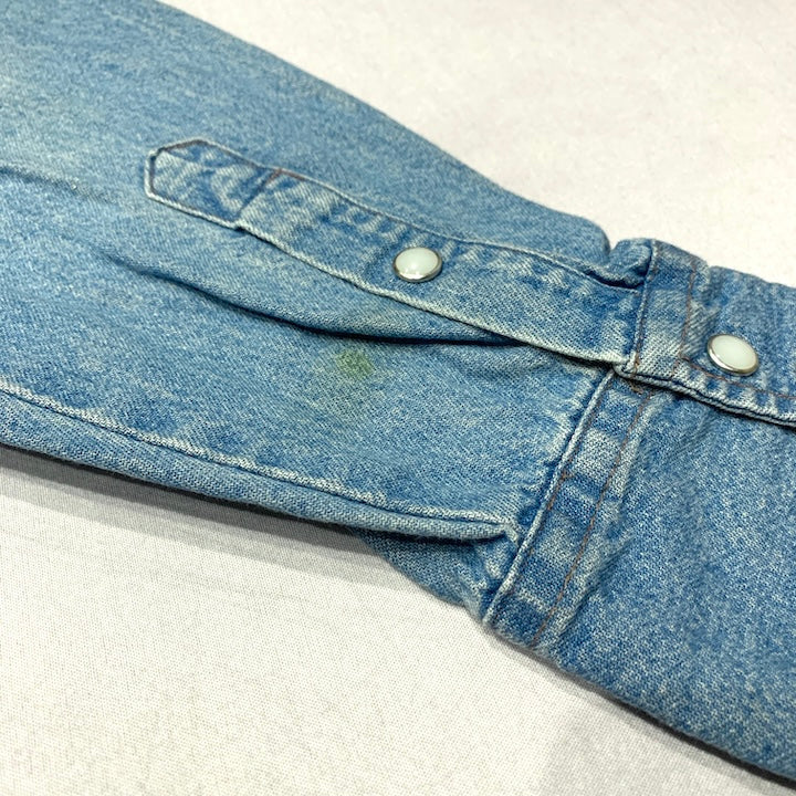 ラングラー Wrangler 長袖シャツ デニムシャツ 企業ロゴ ワークシャツ メンズL