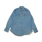 ラングラー Wrangler 長袖シャツ デニムシャツ 企業ロゴ ワークシャツ メンズL