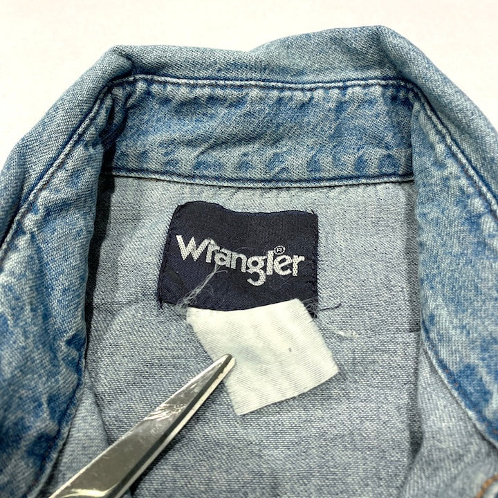 ラングラー Wrangler 長袖シャツ デニムシャツ 企業ロゴ ワークシャツ メンズL