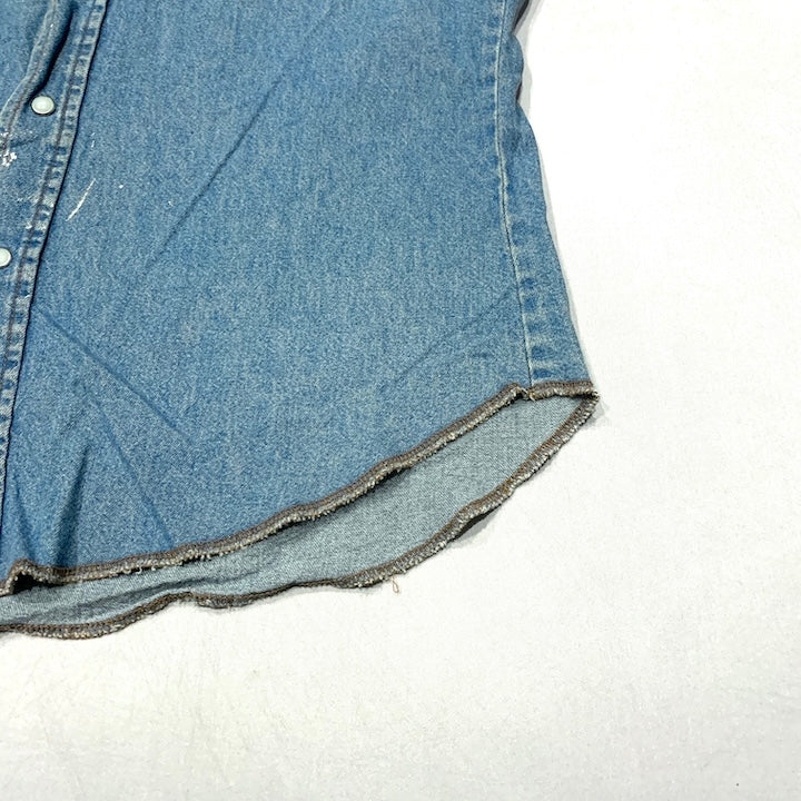 ラングラー Wrangler 長袖シャツ デニムシャツ 企業ロゴ ワークシャツ メンズL