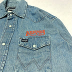 ラングラー Wrangler 長袖シャツ デニムシャツ 企業ロゴ ワークシャツ メンズL