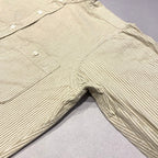 ノーブランド 古着 長袖シャツ ノーカラーシャツ ストライプ M