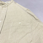 ノーブランド 古着 長袖シャツ ノーカラーシャツ ストライプ M