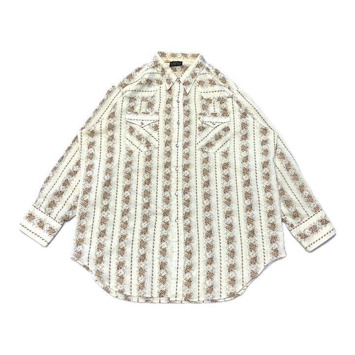 ノーブランド 古着 長袖シャツ オーバーサイズ 花柄 XXL