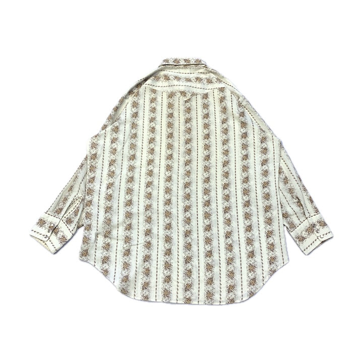 ノーブランド 古着 長袖シャツ オーバーサイズ 花柄 XXL