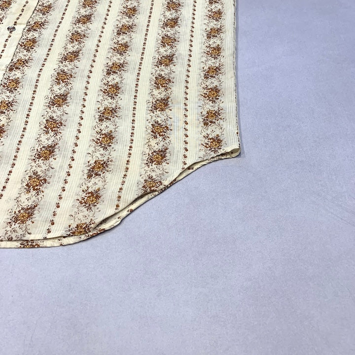 ノーブランド 古着 長袖シャツ オーバーサイズ 花柄 XXL